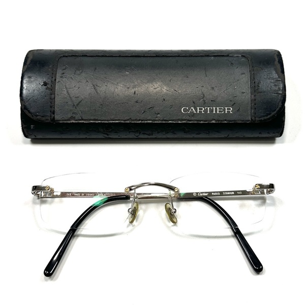 希少◇Cartier カルティエ リムレス シングルポイント メガネ サングラス Cモチーフ シルバー メンズ レディース ユニセックス