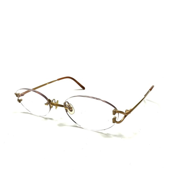 希少◇Cartier カルティエ リムレス ダブルポイント メガネ サングラス Cモチーフ ゴールド メンズ レディース ユニセックス