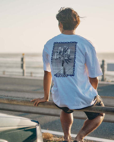 美品 RVCA × AZUL ルーカ アズール 24ss TRANSMITTER S/S TEE ビッグシルエット フォトプリント Tシャツ F フリーサイズ 黒