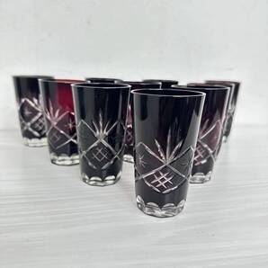 【新品・未使用】切子 グラス 紅 ビヤー 10個セット FG1417