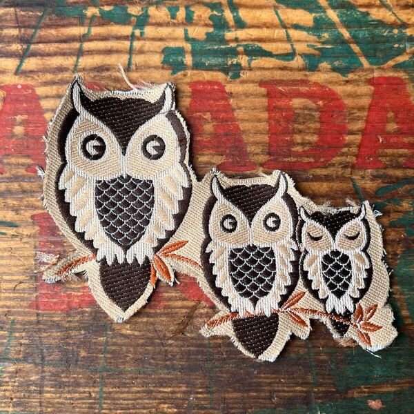 【USA vintage】ワッペン 3 Owls フクロウ 3匹 アメリカ ビンテージ 70’s