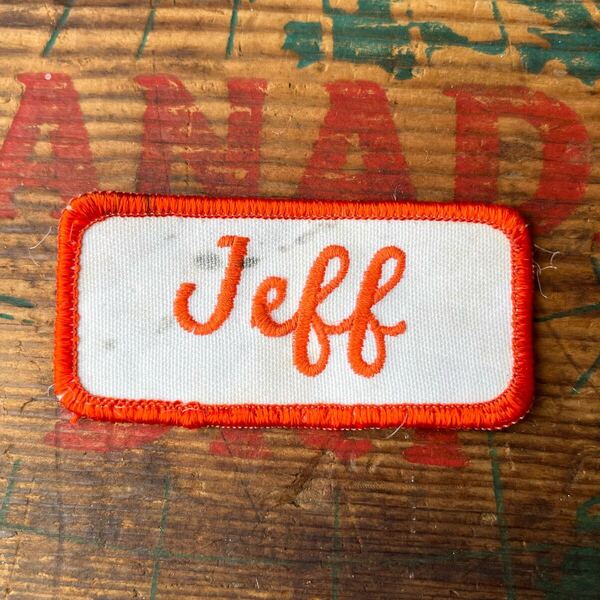 【USA vintage】Name Tag Patch Jeff ネームタグ ワッペン パッチ アメリカ ビンテージ