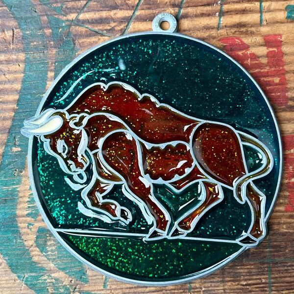 【USA vintage】stained glass Bull ステンドグラス 雄牛 サンキャッチャー アメリカ ビンテージ