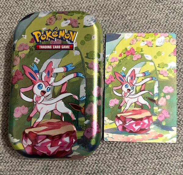 海外限定 ポケモン ニンフィア イーブイ ミニ 缶 + アート カード