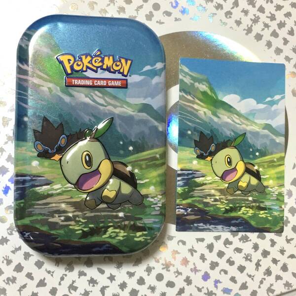 海外限定 ポケモン ナエトル ミニ 缶 tin + アート カード