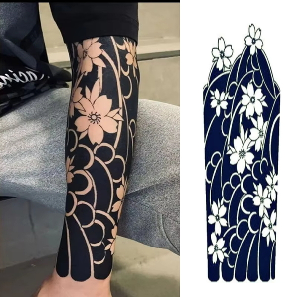 UD03 TATOOシール タトゥーシール リアル和柄ブラック 和彫り入れ墨シール 腕や足用入れ墨シール イベントや動画撮影に リアルな刺青シール