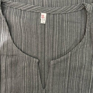 【XL・グレー】 コスパ 大人 メンズ タイ産 シンプル 無地 Tシャツ 綿 コットン キーネック 半袖 夏 エスニック アジアン トップス