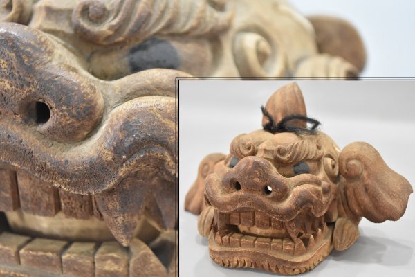 獅子頭 木彫り 獅子舞 置物 伝統芸能 祭り 魔除け 時代物 古美術