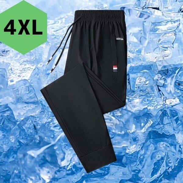 メンズ ジョガーパンツ 接触冷感 4XL スポーツ 部屋着 ジャージ ブラック