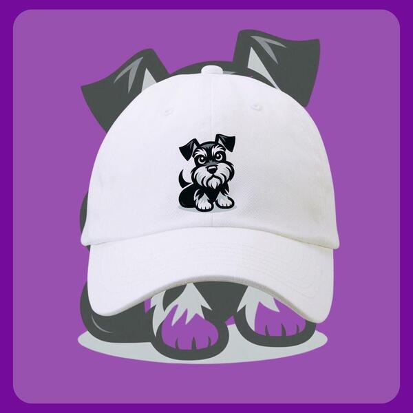【再入荷】 シュナウザー キャップ 帽子 野球帽 ホワイト 犬
