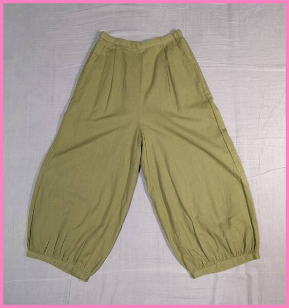 BOTS‐319☆春夏秋☆新品☆送料込み☆即決☆ナチュラル系☆綿麻混☆Mサイズ☆パンツ☆モスグリーン系☆バルーン☆裏地有り