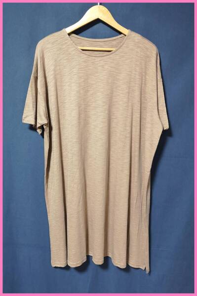 WHT-7☆春夏☆新品☆送料込み☆即決☆ナチュラル系☆綿レーヨン☆Tシャツ素材☆M~Lサイズ☆ワンピース☆ブラウン系☆ゆったり