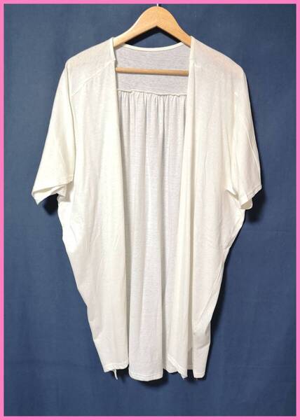 BLS‐383☆春夏☆新品☆送料込み☆即決☆ナチュラル系☆Tシャツ素材☆M~Lサイズ☆カーディガン☆オフホワイト☆多少透け感有り
