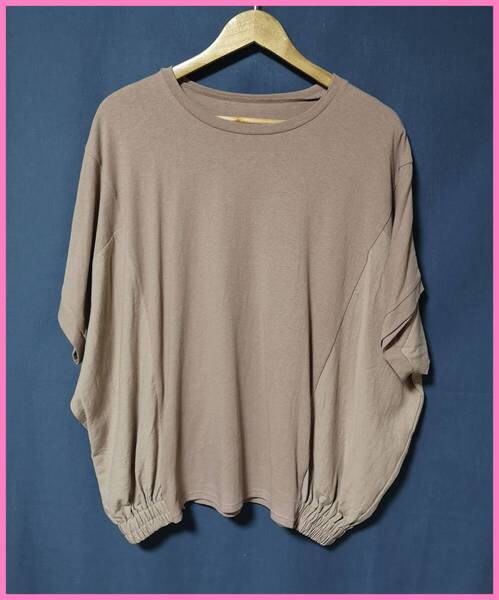 BLS‐305‐2☆夏☆新品☆送料込み☆即決☆異素材☆少し厚手Tシャツ素材☆Tシャツ☆M~Lサイズ☆ブルー系☆パッチワーク☆ゴム