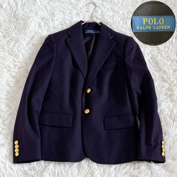 美品 POLO RALPH LAUREN ポロラルフローレン テーラードジャケット 金ボタン 紺ブレ ネイビー きれいめ 通勤 高級 上質