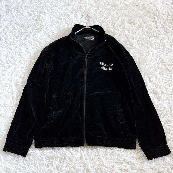 2024年モデル WACKO MARIA ワコマリア ベロア トラックジャケット 刺繍ロゴ入り 黒 M メンズ スポーツウェア ストリート 刺繍ロゴ