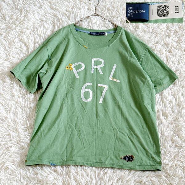 復刻QRタグ POLO by RALPH LAUREN ポロバイラルフローレン PRL 67 ロゴジャージー Tシャツ フローラル パッチワーク ドロップショルダー