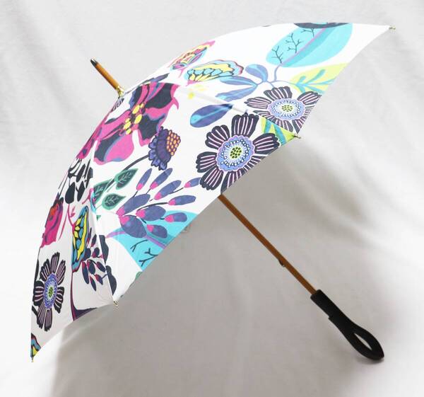 《Sorcie Renom ソシエレノ》新品 日本製 UV遮蔽率99% 上品花・ボタニカル柄 晴雨兼用高級長傘 爽やかな白い傘 日傘 雨傘 8本骨 S2668