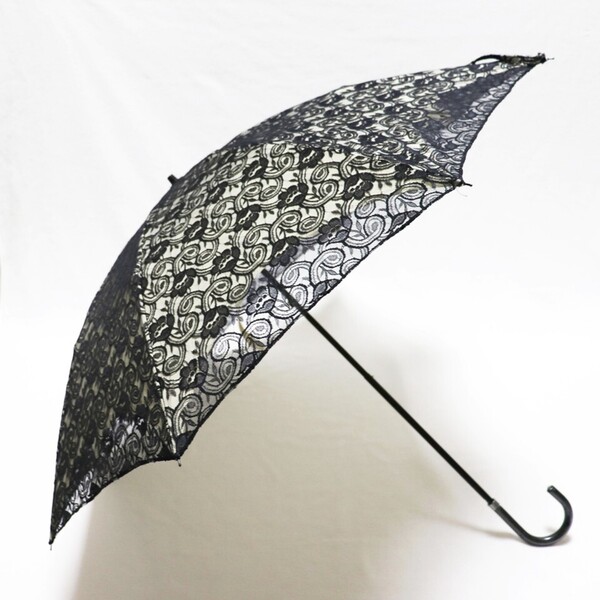 新品 UVケア加工 上品 豪華2重レース 晴雨兼用折りたたみ傘 日傘 雨傘 8本骨 Uの字ハンドル S1954