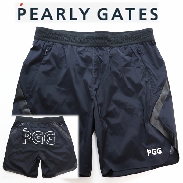 《PGG パーリーゲイツ》新品 定価26,400円 ビッグロゴ ストレッチ シリコンコーティングショートパンツ ゴルフパンツ 4(W76~80)S2030