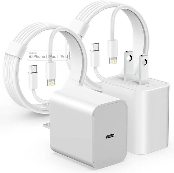 iPhone 充電器 純正 20W PD 急速 2個セット Apple MFi・PSE認定 USB C - Lightning ケーブル 2m付き