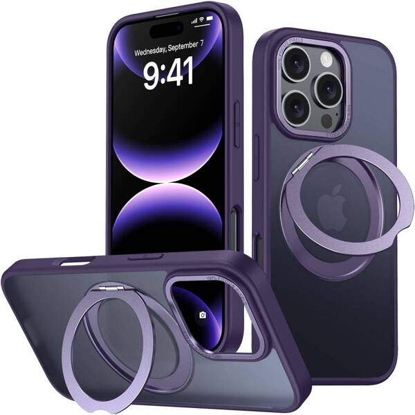 iPhone 14 Pro Max 用 ケース Magsafe対応 ワイヤレス充電 360°回転スタンド