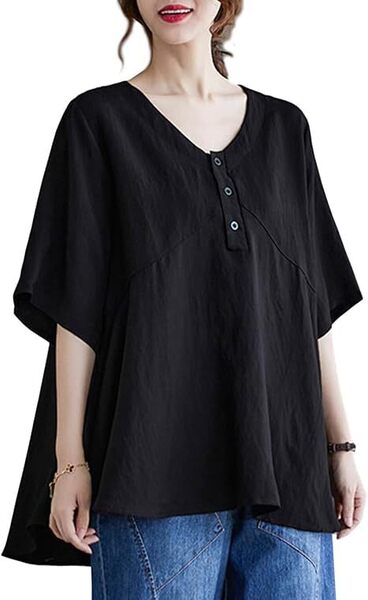 tシャツ レディース 半袖 夏 ゆったり おしゃれ 5分袖 無地 薄手 M