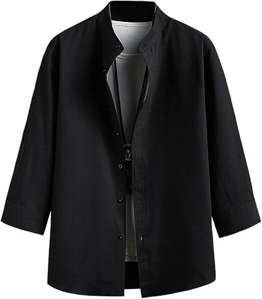 シャツ メンズ 半袖 夏 無地 七分袖 2XL