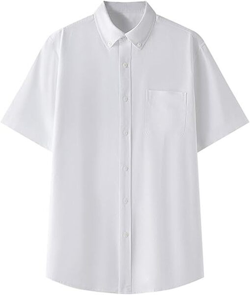 シャツ メンズ 半袖 夏 カジュアル ビジネス 無地 綿 2XL