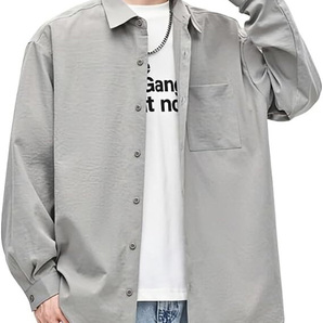 メンズ シャツ 春服秋服 長袖 無地 カジュアル XL