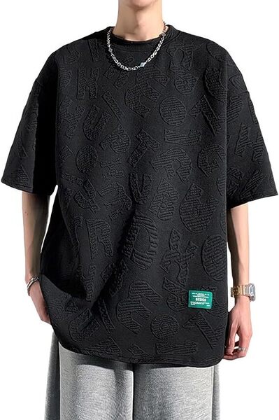 メンズ 夏服 Tシャツ 半袖 丸首 無地 2XL