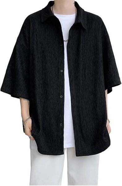 シャツ メンズ 夏服 半袖 大きいサイズ 無地 カジュアル XL