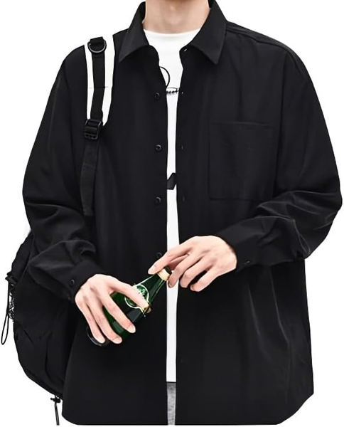 メンズ シャツ 春服秋服 長袖 無地 カジュアル シンプル 快適 ゆったり XL