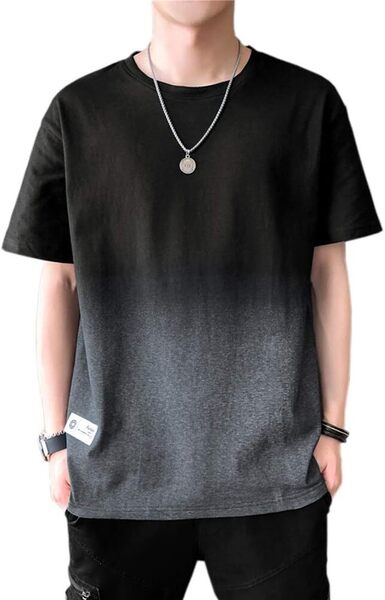 Tシャツ メンズ 半袖 夏服 綿 グラデーション カットソー カジュアル M