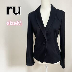 ru マルイ ジャージー素材 テーラードジャケット 黒 ワンボタン
