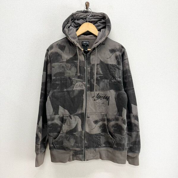 STUSSY ステューシー 総柄 ジップアップパーカー スウェット M 10126807