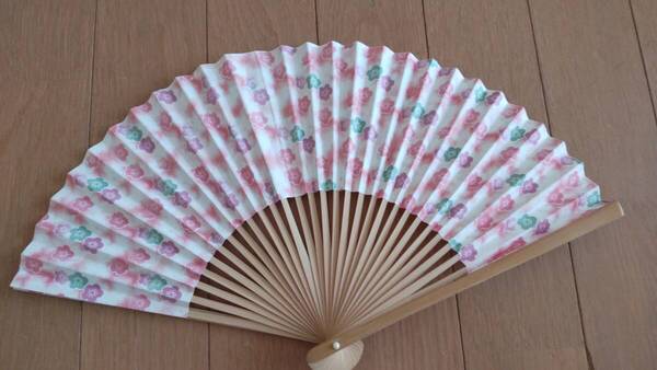 未使用 和紙扇子 花柄