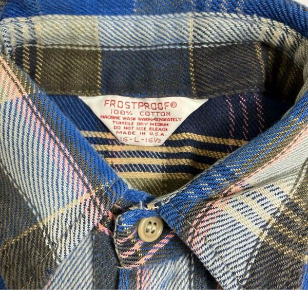 60s 70s 80s FROSTPROOF USA 身幅60 サイズL レアカラー ネルシャツ ビンテージ ヘビーネル リーバイス ビックヤンク チャックテイラー