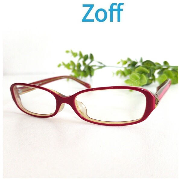 Zoff ゾフ メガネ 眼鏡 スクエア レッド イエロー オシャレ 軽量 人気 ユニセックス ビジネス 定番 度入りレトロ アンティーク クラシック