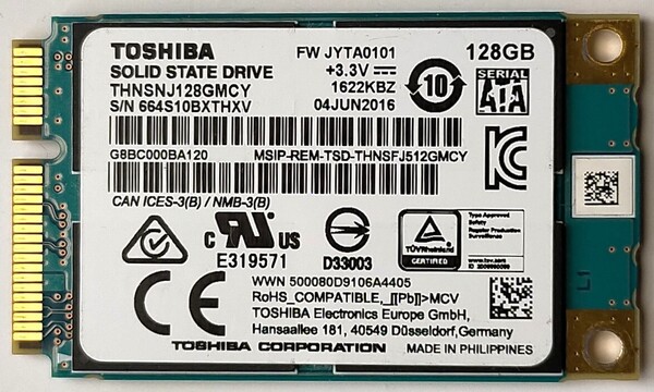 【正常】保証付き TOSHIBA(東芝)製 mSATA SSD128GB No.5c58