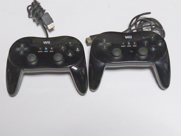 C07【送料無料 即日発送 動作確認済】クラシックコントローラPRO(プロ) 2個セット クロ(Wii/Wii U用) 任天堂(RVL-A-R2K) 純正品