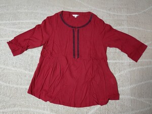 ◆送料無料 ON LOVE OFF オンラブオフ 赤系に刺繍 ブラウス◆サイズM