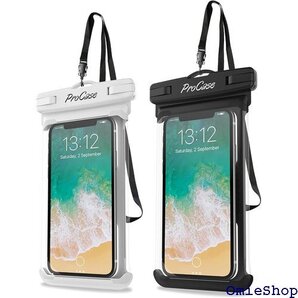 ProCase 2個セット防水ケース IPX8認定 携 1・XS・XR・8・Android -ホワイト/ブラック 24