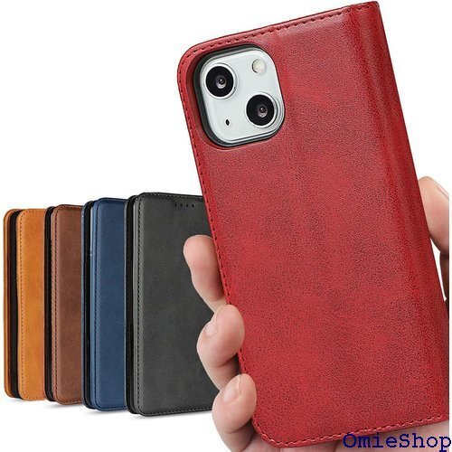 iPhone13 ケース 手帳型 アイフォン13 ケー カード入れ スタンド機能 落ち着いた色 レトロ レッド 464