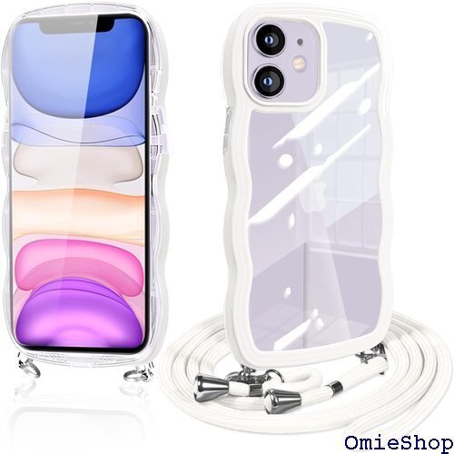 iPhone 11 ケース クリア ショルダー iph 意 個性 可愛い かわいい 韓国 薄型 耐衝撃 ホワイト 952