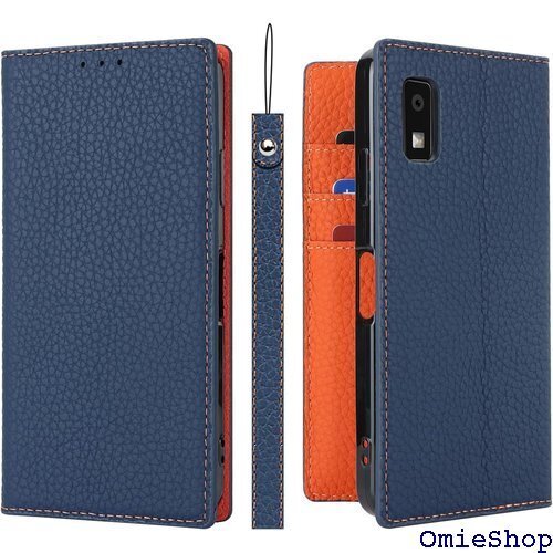 AQUOS Wish3 ケース手帳型 SH-53D A ップ付 ヘッドフォンケーブル 耐衝撃 6色選択 ネイビー 1306