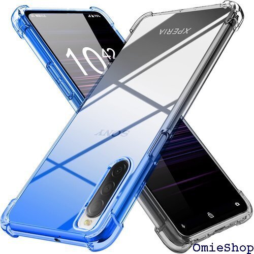 Xperia 10 II ケース クリア 薄型 グラデ 帯カバー ブルーブラック MDYS-SXJB-03-06 1595