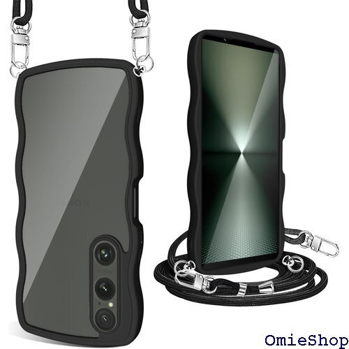 Xperia 1 VI ケース クリア ショルダー エ 量 ストラップ付き 取り外し可能 長さ調整可能 ブラック 1925