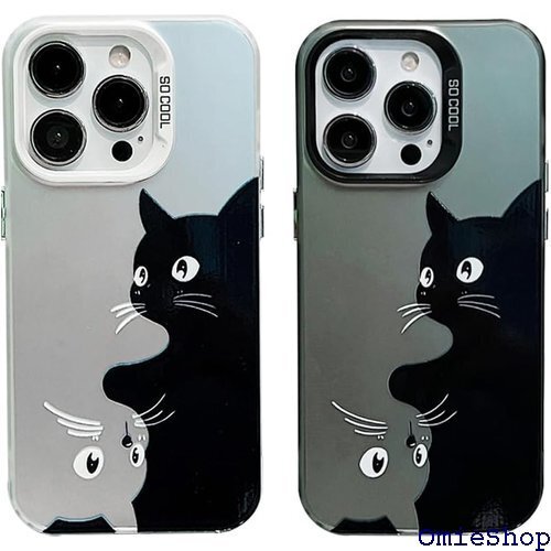 可愛い ねこ 猫 ネコ スマホケース iPhone 1 ケース アイフォン 15 Plus 用 ケース ブラック 2382