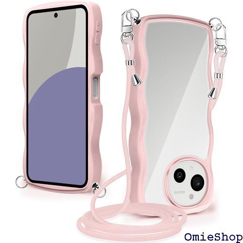 AQUOS sense9 SH-53E ケース クリア 取り外し可能 長さ調整可能 ワイヤレス充電対応 ピンク 2392